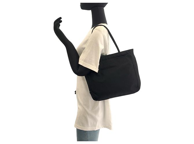 Borsa a mano Prada in nylon con placca logo Nero - vista 7