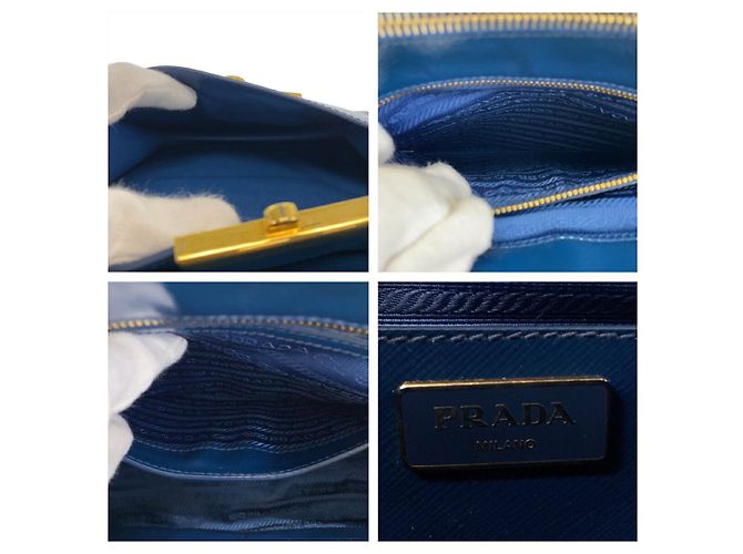 Sac à main 2 en 1 en cuir Saffiano Prada Bleu - vue 10