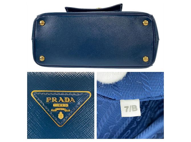 Sac à main 2 en 1 en cuir Saffiano Prada Bleu - vue 4