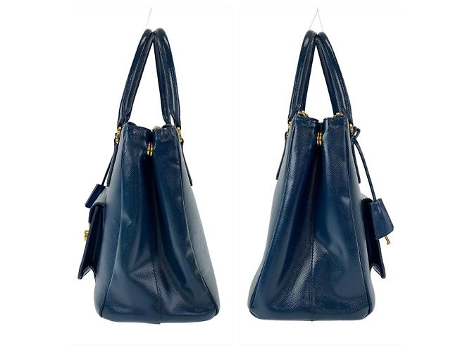 Sac à main 2 en 1 en cuir Saffiano Prada Bleu - vue 7