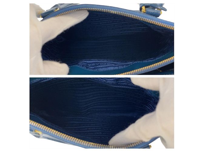 Sac à main 2 en 1 en cuir Saffiano Prada Bleu - vue 9