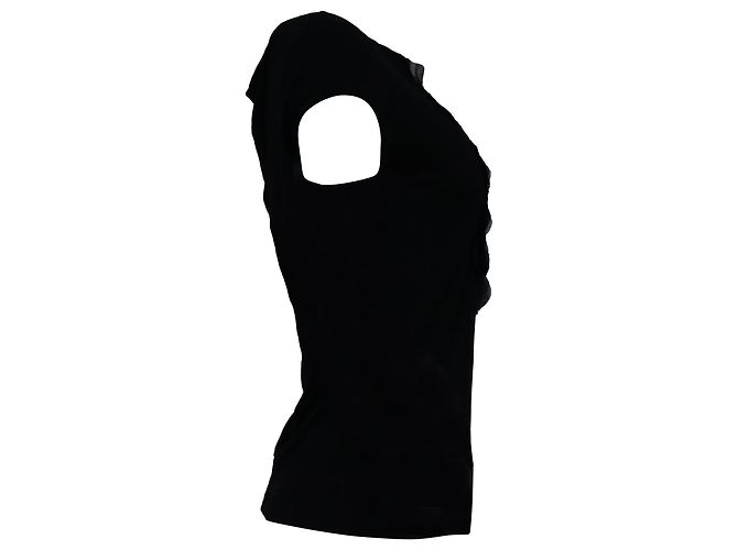 Akris Punto Rüschenshirt aus schwarzer Baumwolle - Ansicht 2