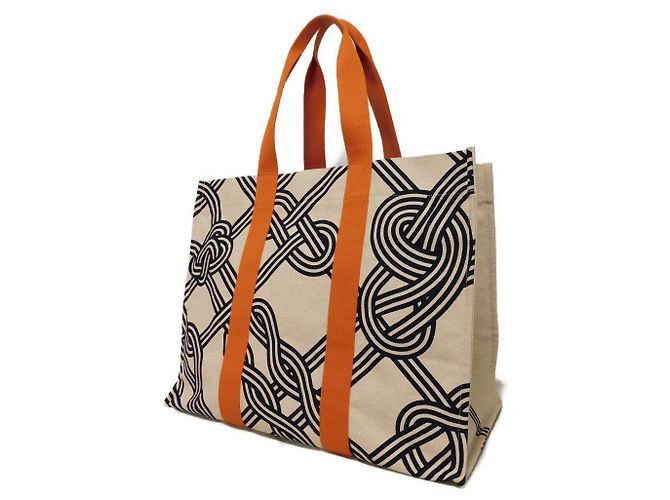Market Hermès Nœud Marin Baumwoll-Tote Orange - Ansicht 2