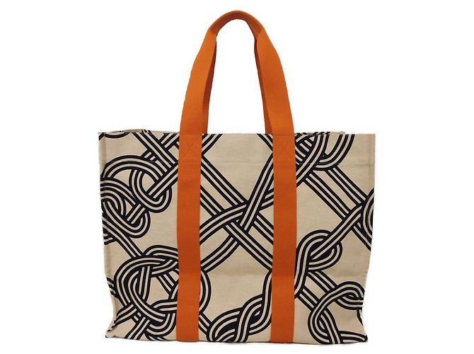 Market Hermès Nœud Marin Baumwoll-Tote Orange - Ansicht 4