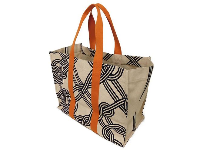 Market Hermès Nœud Marin Baumwoll-Tote Orange - Ansicht 5