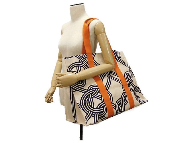 Market Hermès Nœud Marin Baumwoll-Tote Orange - Ansicht 6