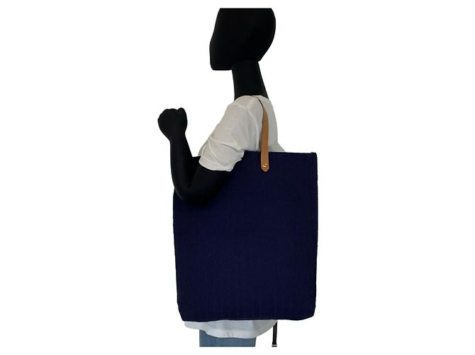 Hermès Amedaba GM Canvas-Leder Tote Lila - Ansicht 10