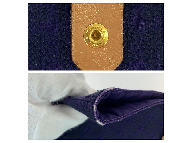 Hermès Amedaba GM Canvas-Leder Tote Lila - Ansicht 5