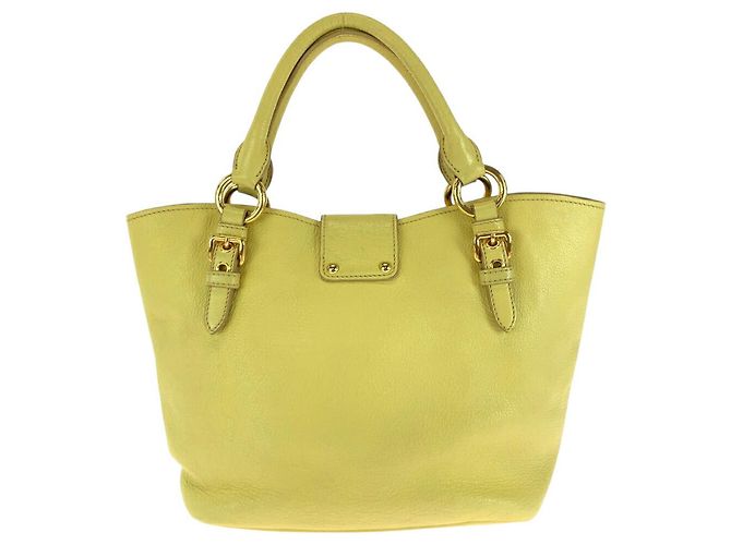 Borsa a mano 2 in 1 in pelle Madras Miu Miu Giallo - vista 2