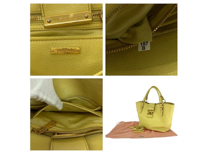 Borsa a mano 2 in 1 in pelle Madras Miu Miu Giallo - vista 4
