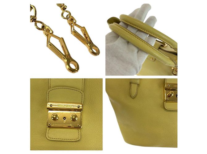Borsa a mano 2 in 1 in pelle Madras Miu Miu Giallo - vista 5