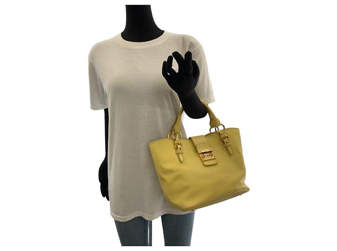 Borsa a mano 2 in 1 in pelle Madras Miu Miu Giallo - vista 7