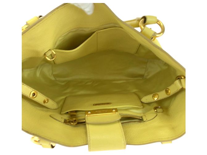 Borsa a mano 2 in 1 in pelle Madras Miu Miu Giallo - vista 8