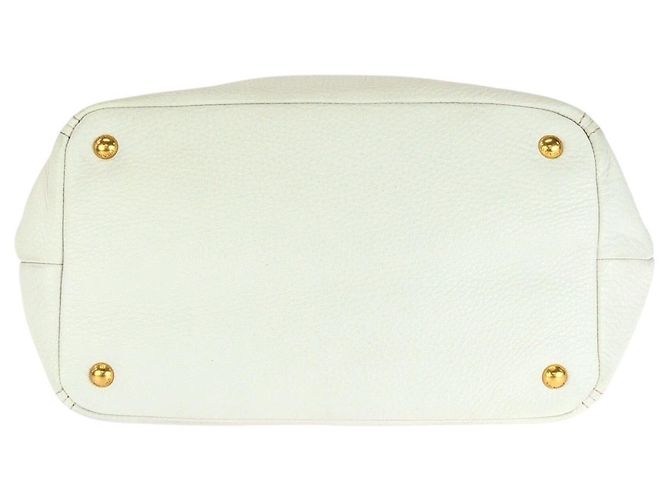 Prada Vitello Daino Leder Tote Weiß - Ansicht 10
