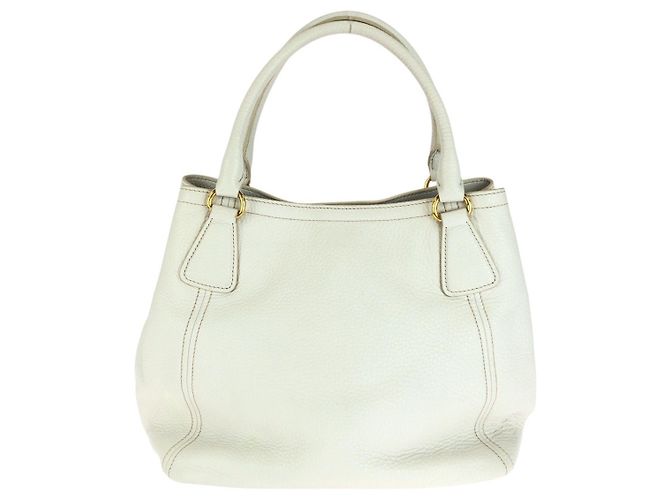 Prada Vitello Daino Leder Tote Weiß - Ansicht 2
