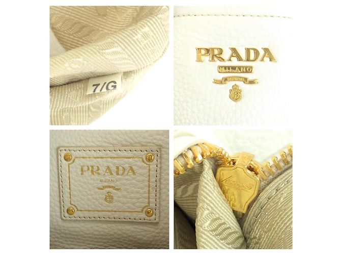 Prada Vitello Daino Leder Tote Weiß - Ansicht 4