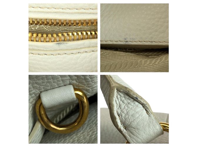 Prada Vitello Daino Leder Tote Weiß - Ansicht 5