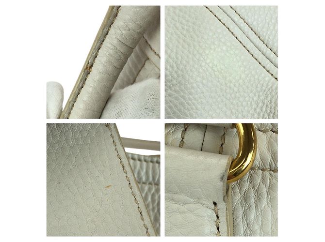 Prada Vitello Daino Leder Tote Weiß - Ansicht 6
