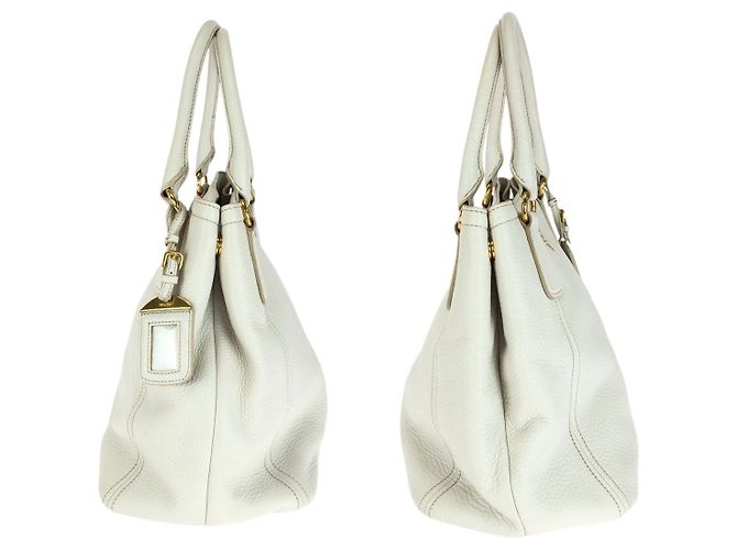 Prada Vitello Daino Leder Tote Weiß - Ansicht 8