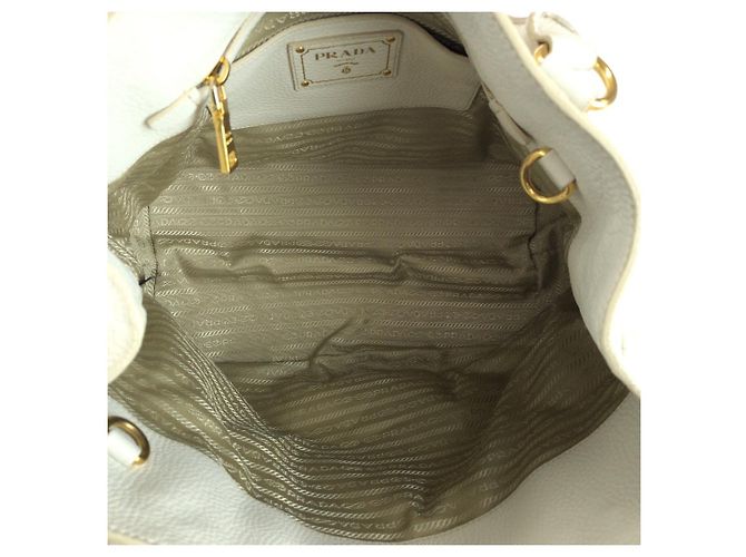 Prada Vitello Daino Leder Tote Weiß - Ansicht 9