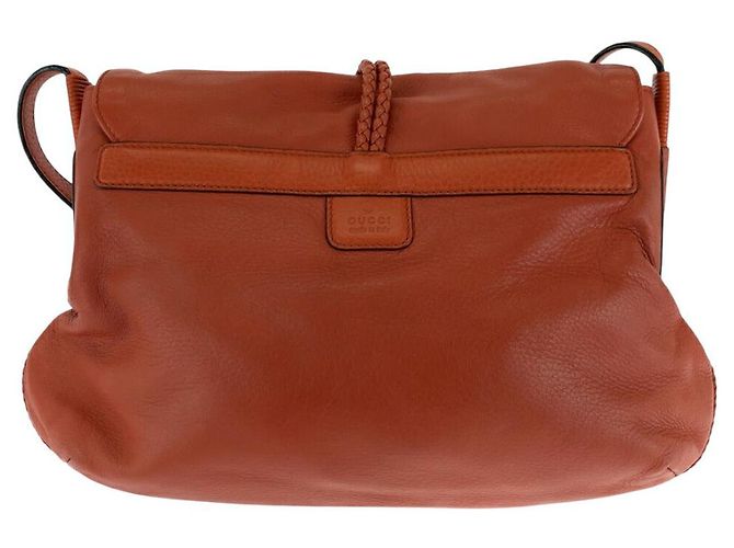 Bolsa de Ombro de Couro Gucci Bamboo Laranja - vista 2
