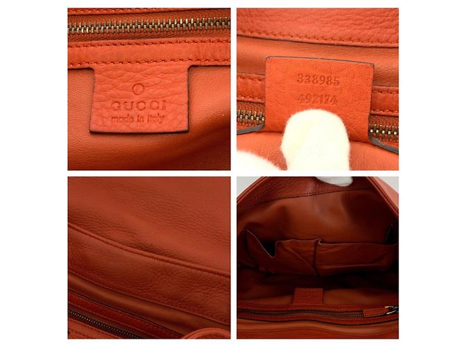 Bolsa de Ombro de Couro Gucci Bamboo Laranja - vista 4