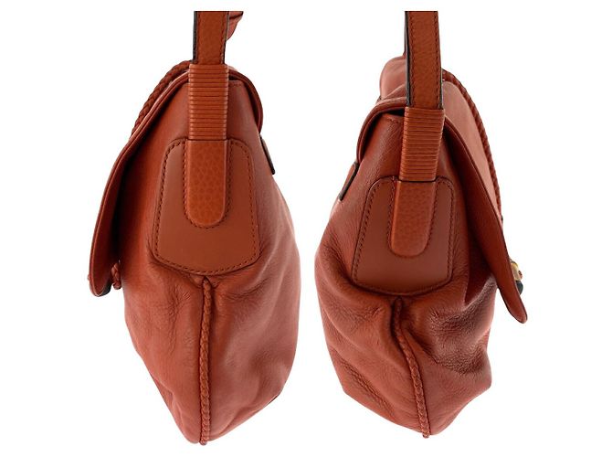 Bolsa de Ombro de Couro Gucci Bamboo Laranja - vista 8
