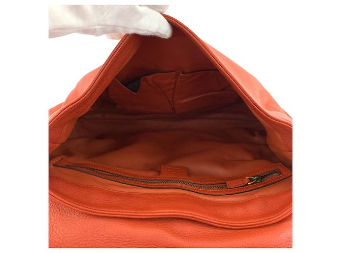Bolsa de Ombro de Couro Gucci Bamboo Laranja - vista 9