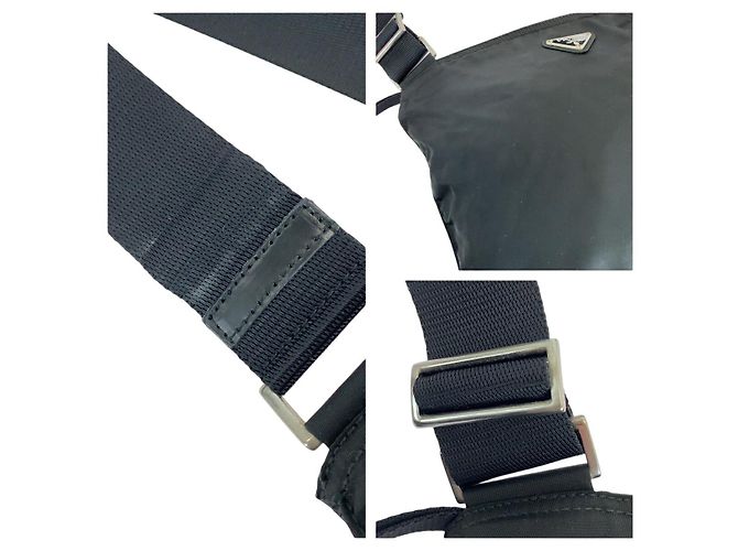 Bolso cruzado de nylon tessuto con logo triangular Prada Negro - vista 5