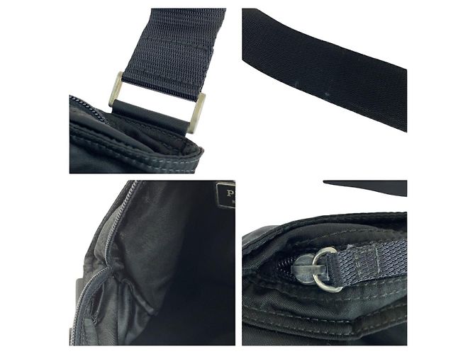 Bolso cruzado de nylon tessuto con logo triangular Prada Negro - vista 6
