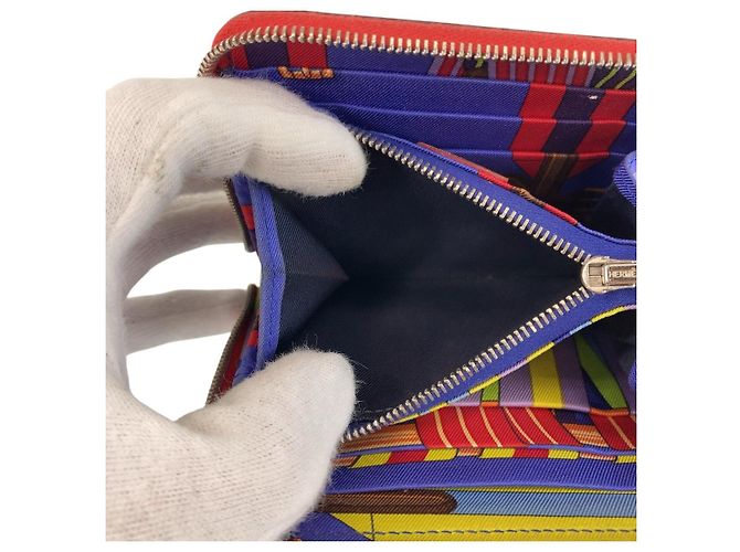 Hermès Azap Seiden Compact Wallet Rot - Ansicht 10