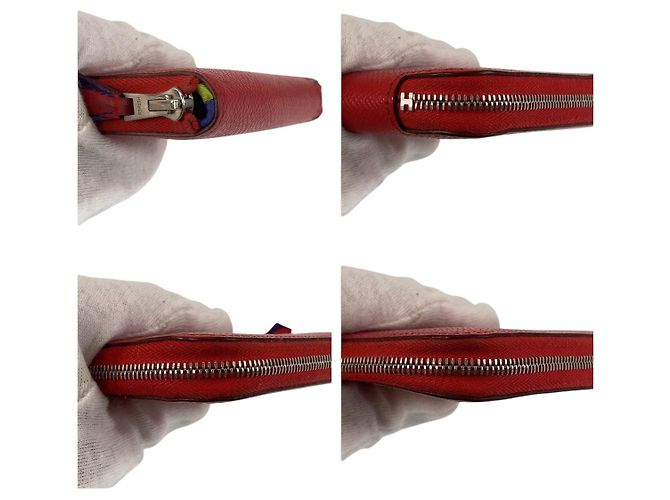Hermès Azap Seiden Compact Wallet Rot - Ansicht 3