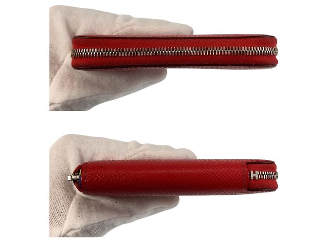 Hermès Azap Seiden Compact Wallet Rot - Ansicht 4