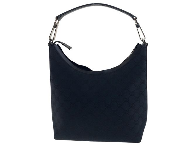 Bolsa de Ombro Gucci GG em Lona Preta Preto - vista 2