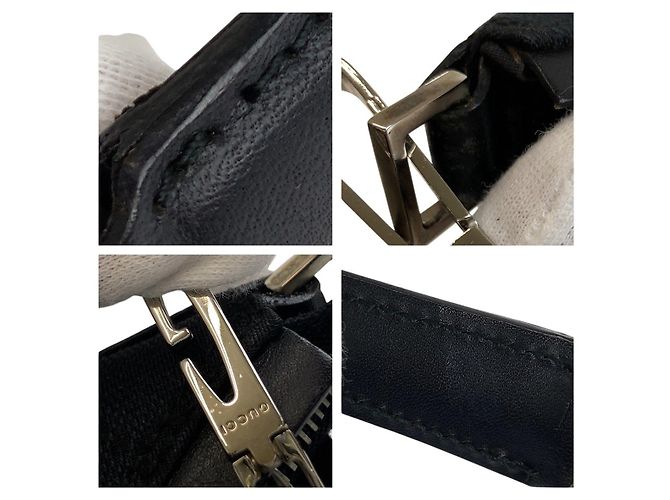Bolsa de Ombro Gucci GG em Lona Preta Preto - vista 6