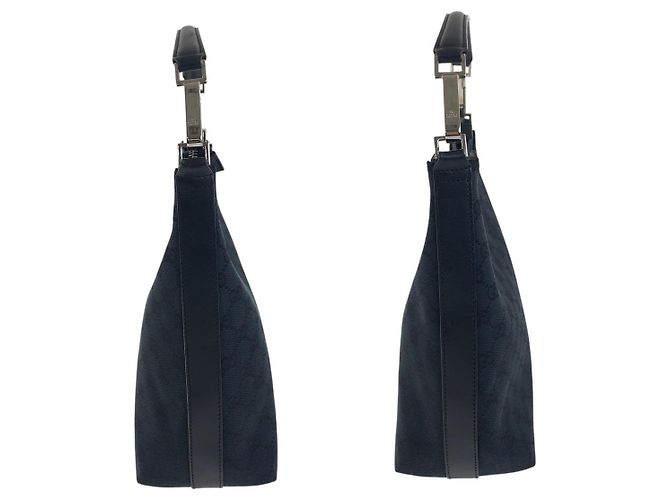 Bolsa de Ombro Gucci GG em Lona Preta Preto - vista 8
