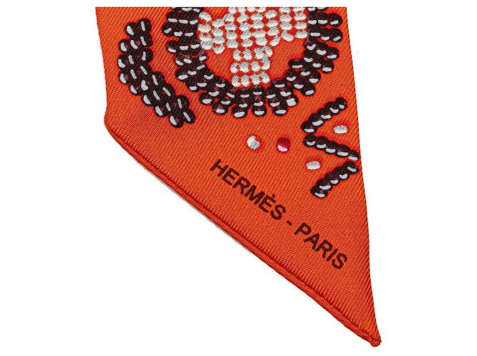 Hermès Foulard in seta Hermes KELLY EN PERLES Arancione - vista 2