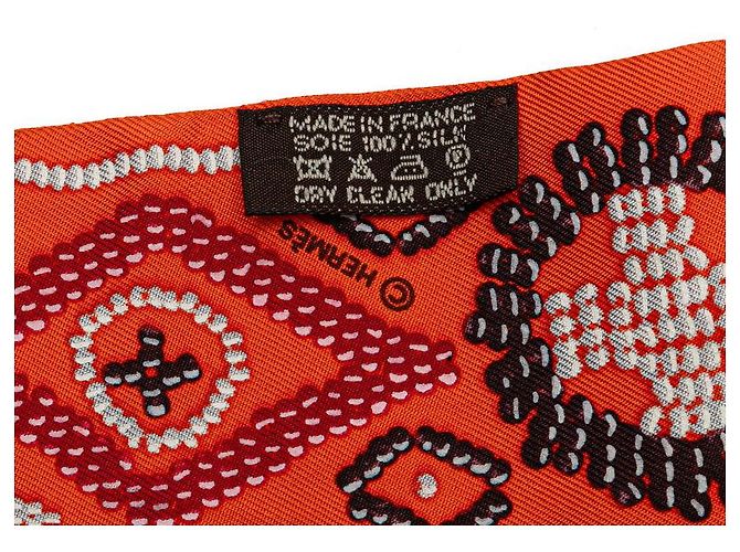 Hermès Foulard in seta Hermes KELLY EN PERLES Arancione - vista 4