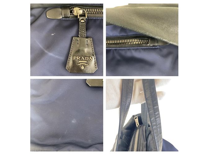 Prada Nylon Tessuto Bicolor Tote Bag Schwarz - vista 4