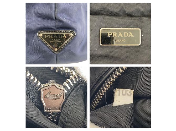 Prada Nylon Tessuto Bicolor Tote Bag Schwarz - vista 5