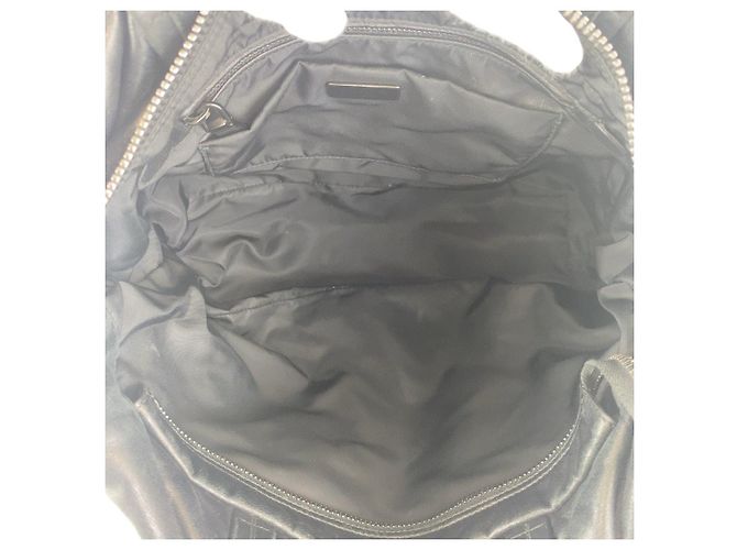 Prada Nylon Tessuto Bicolor Tote Bag Schwarz - vista 9