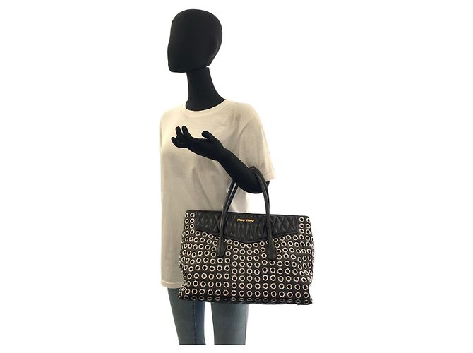 Miu Miu Leder Biker Tote Bag Schwarz - Ansicht 7