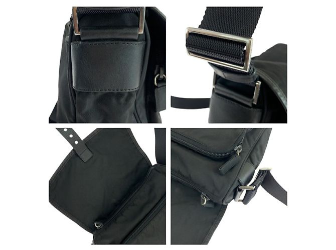 Borsa a tracolla in nylon tessuto con logo triangolare Prada Nero - vista 6
