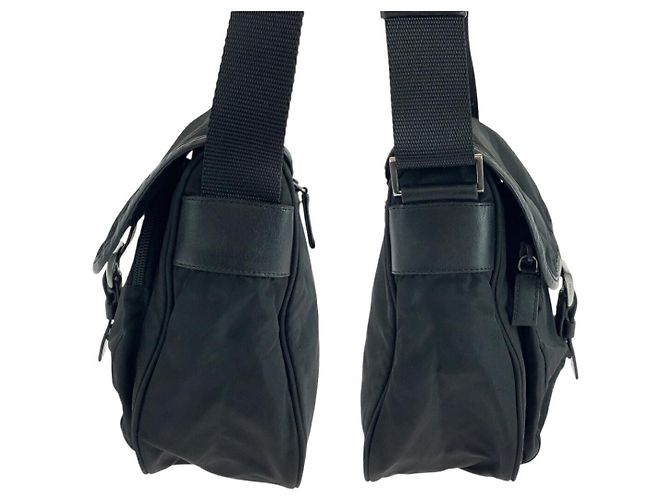 Borsa a tracolla in nylon tessuto con logo triangolare Prada Nero - vista 8
