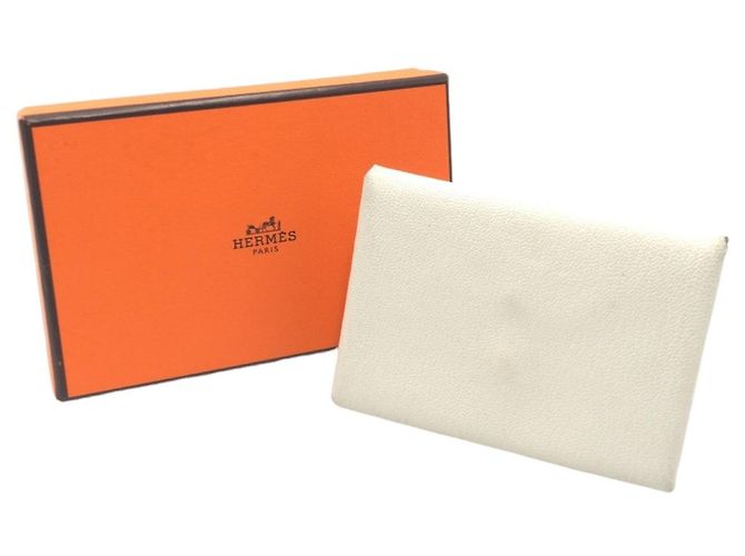 Tarjetero Duo Calvi de Hermès Beige Castaño - vista 10