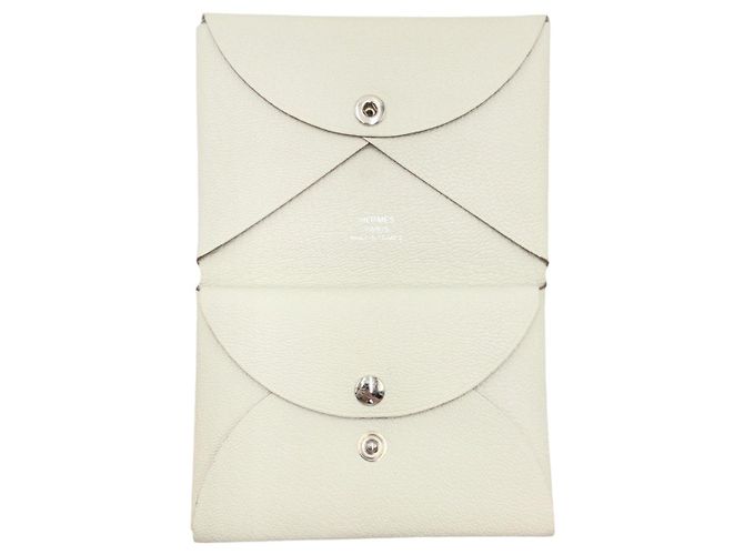 Tarjetero Duo Calvi de Hermès Beige Castaño - vista 5