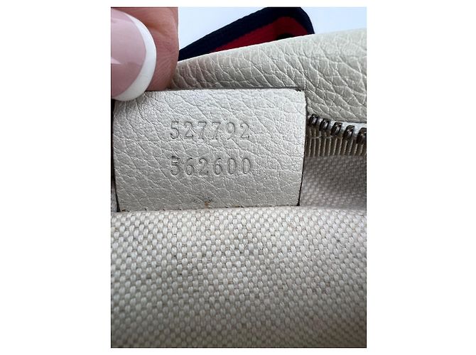 Borsa a tracolla in pelle bianca con logo Gucci e nastro Web Bianco - vista 3