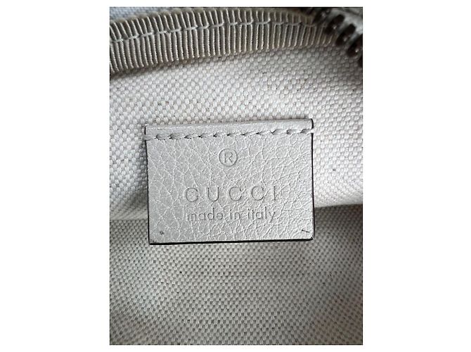 Borsa a tracolla in pelle bianca con logo Gucci e nastro Web Bianco - vista 4