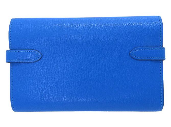 Hermès Hermes Kelly Wallet Chevre Bifold Wallet Blue - vue 4