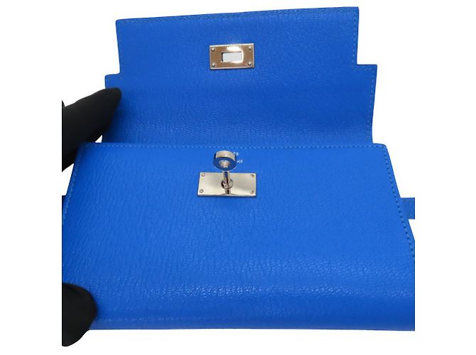 Hermès Hermes Kelly Wallet Chevre Bifold Wallet Blue - vue 6
